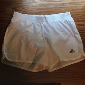 Adidas white running shorts